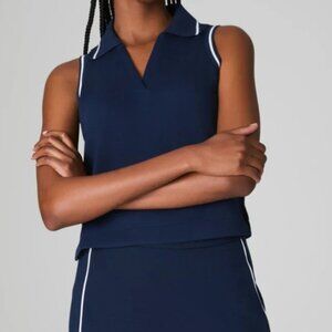 SPANX AirEssentials Pique Polo Tank Navy and White Size Large